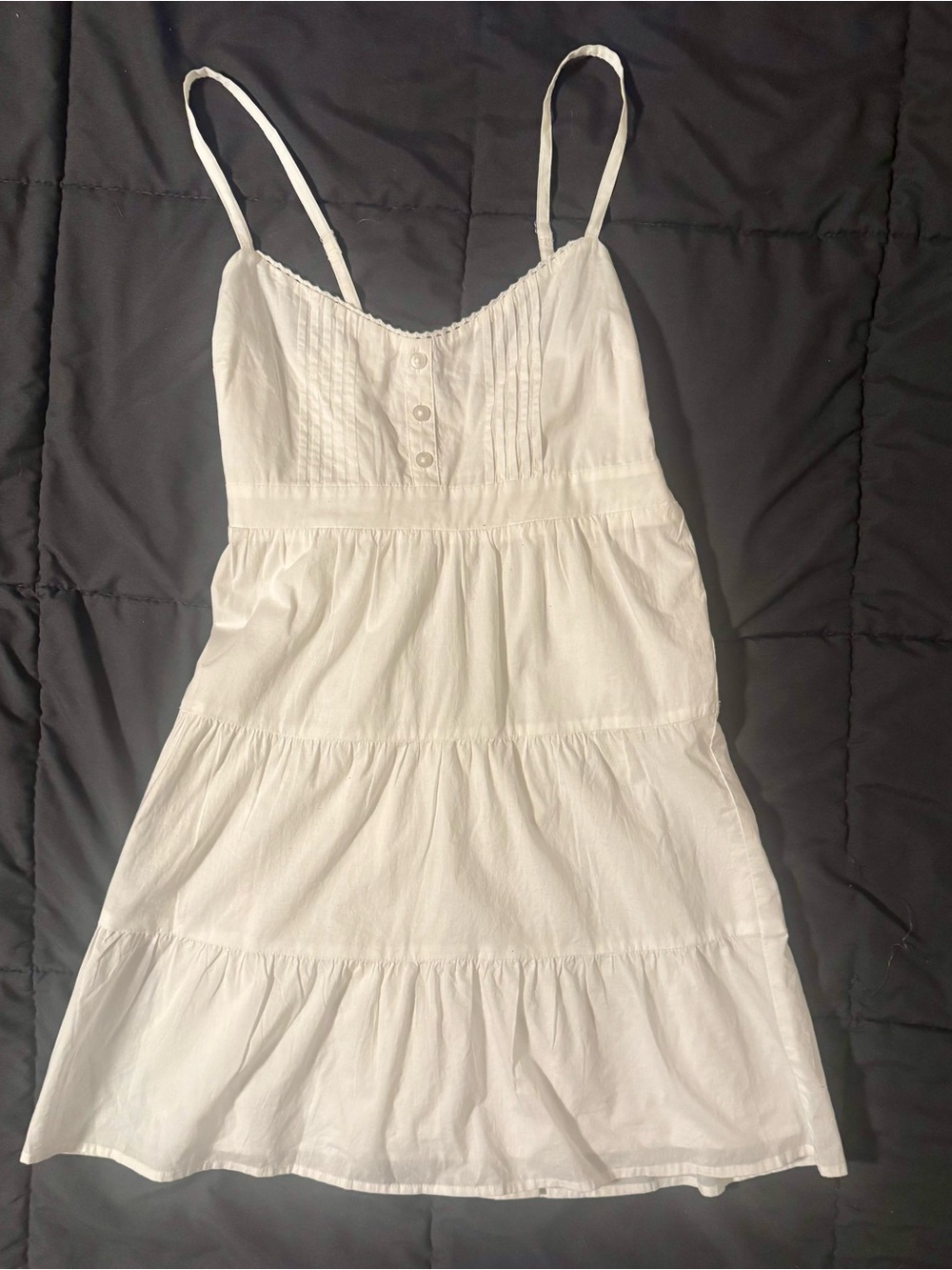 Hollister White Tiered Spaghetti-Strap Mini Dress